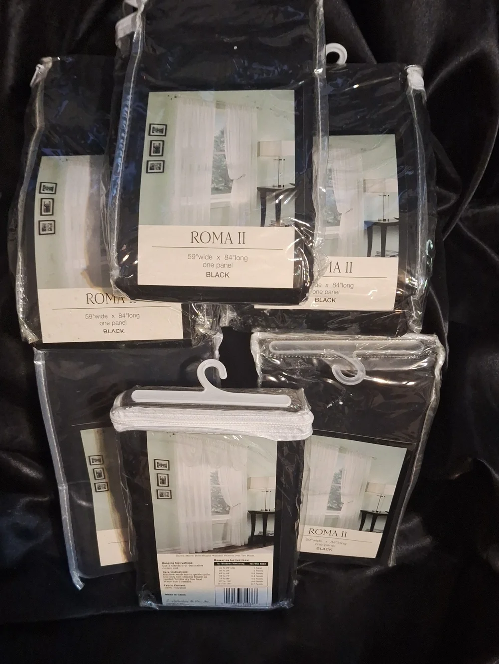 6 NEW Black Sheer Curtain Panels~Roman II~One Panel Each~6 Total~59x84 - Picture 5 of 7